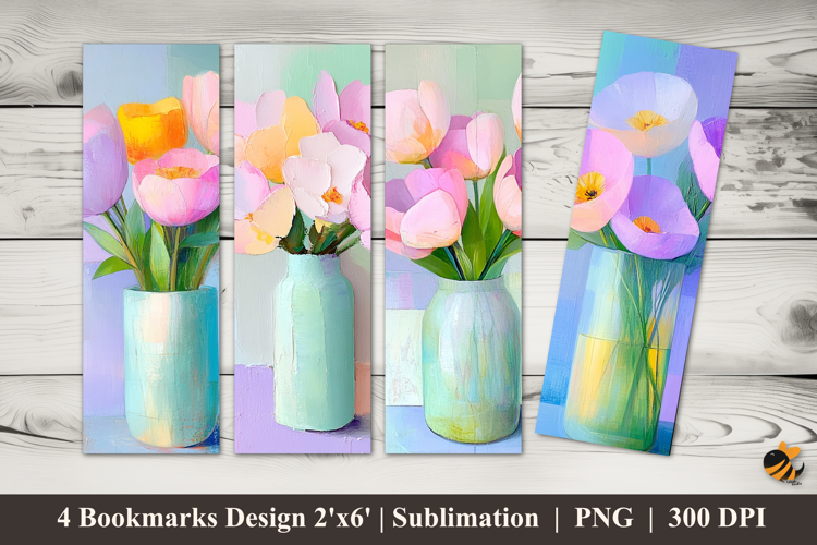 Decorative Flowers Bookmarks Sublimation Design