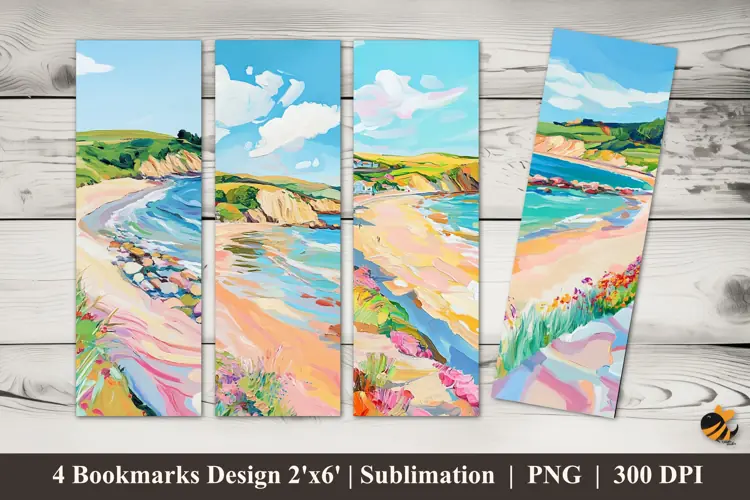Beautiful Coast Bookmarks Sublimation Design
