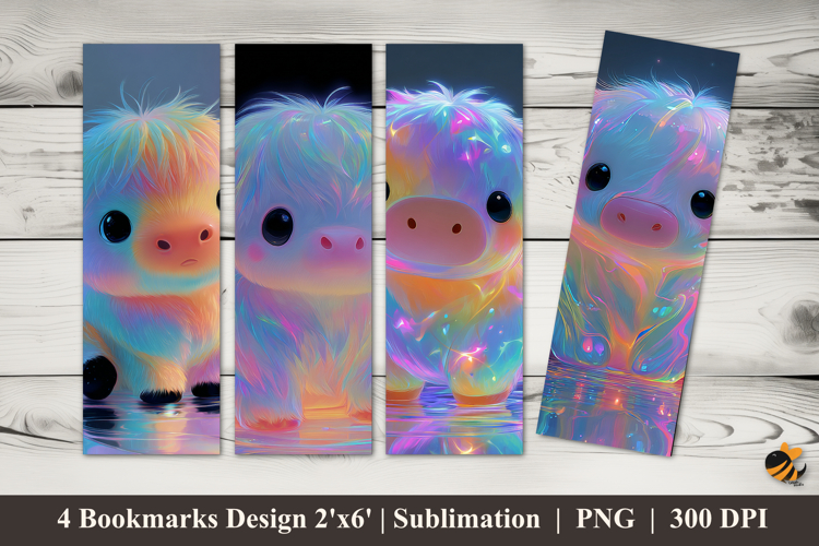Sparkling Cow Bookmarks Sublimation Design example image 1