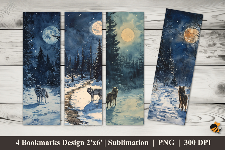 Night Wolves Bookmarks Sublimation Design