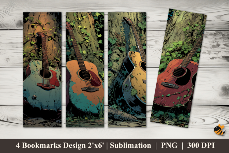 Abandoned Guitar Bookmarks Sublimation Design