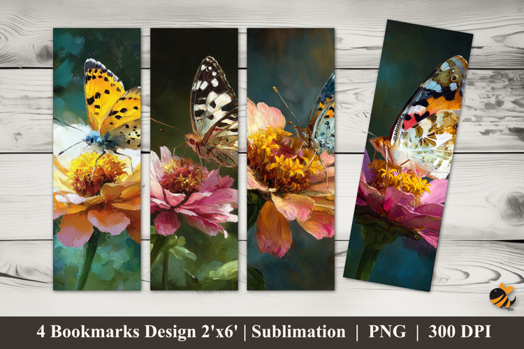 Butterfly Resting Bookmarks Sublimation Design