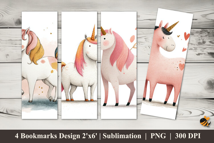 Little Unicorn Bookmarks Sublimation Design example image 1