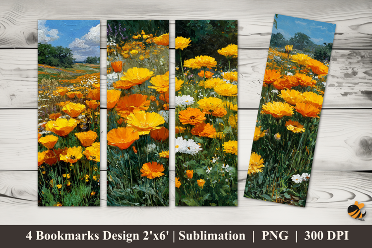 Orange Yellow Flowers Bookmarks Sublimation Design