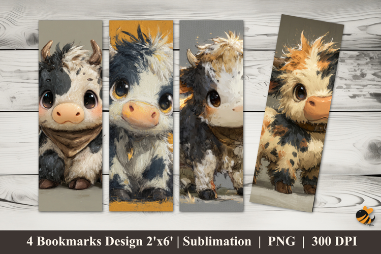 Funny Spotted Cows Bookmarks Sublimation Design
