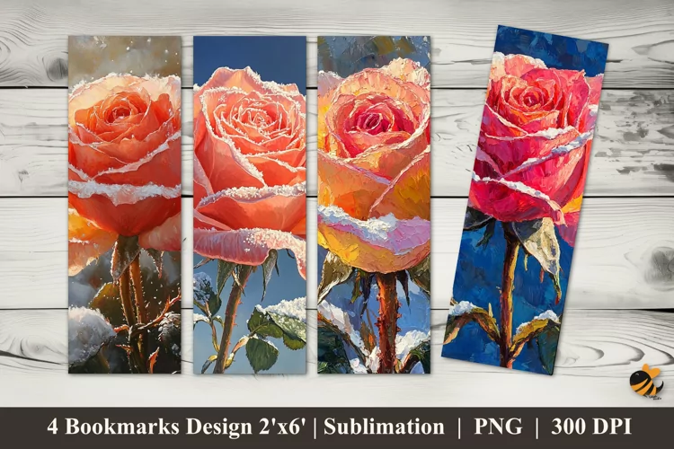 Cold Rose Fantasy Bookmarks Sublimation Design