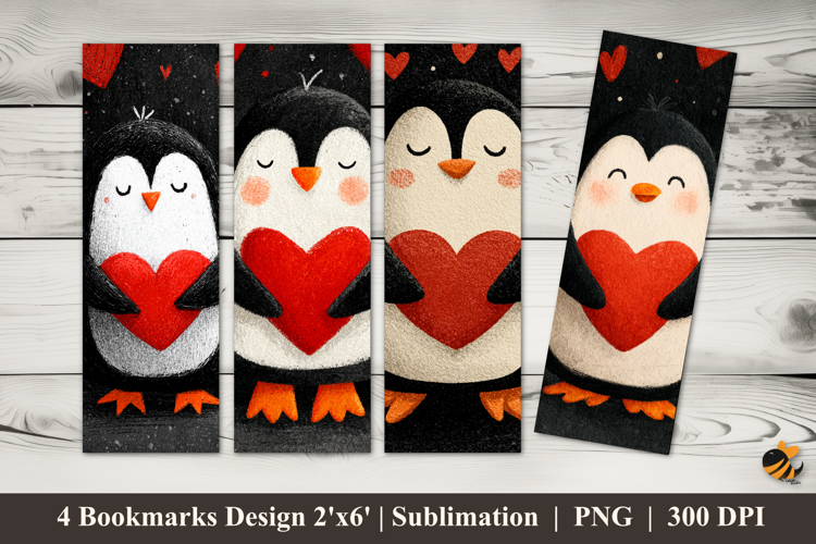 Love Penguins Bookmarks Sublimation Design