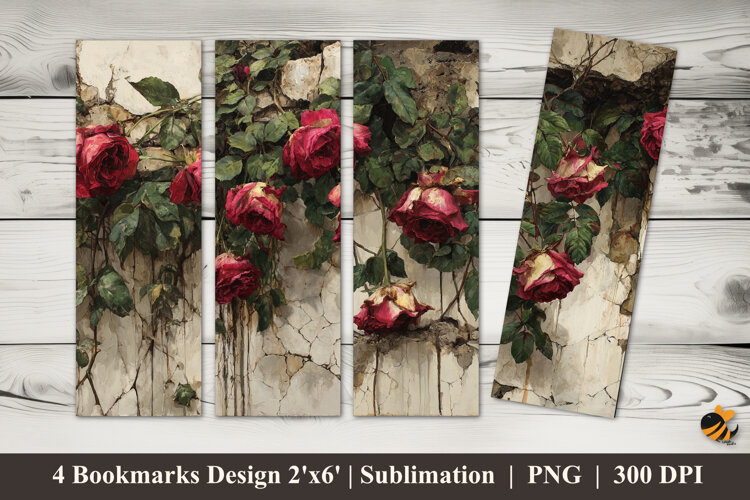 Rose Creepers Bookmarks Sublimation Design example image 1