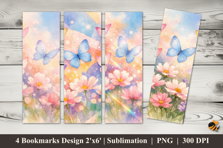 Pastel Butterfly Dance Bookmarks Sublimation Design