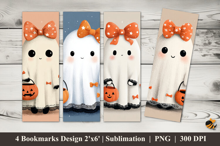 Beautiful Ghost Bookmarks Sublimation Design example image 1