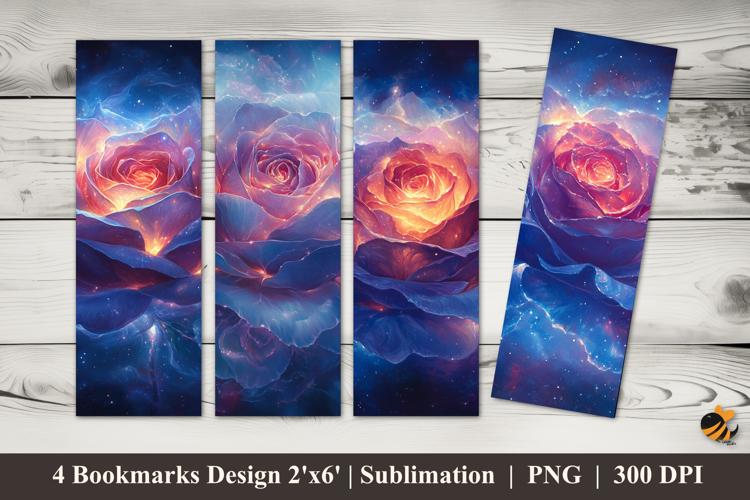 Glowing Rose Bookmarks Sublimation Design