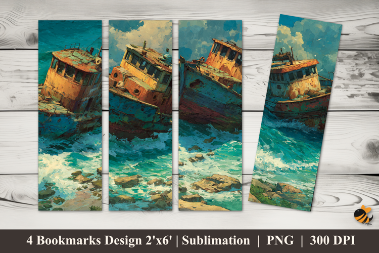 Abandoned Ship Bookmarks Sublimation Design