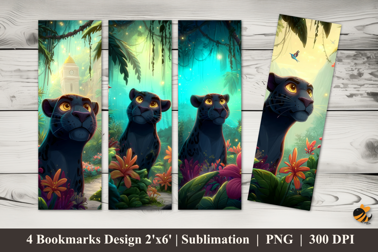 Black Jaguar Bookmarks Sublimation Design