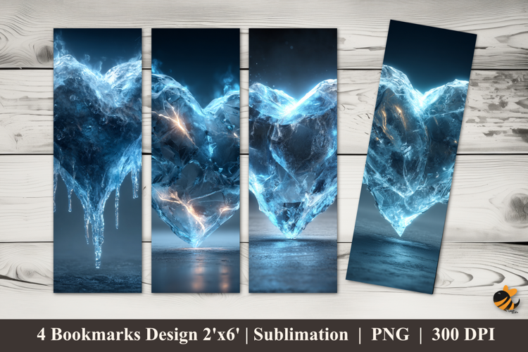 Frozen Ice Heart Bookmarks Sublimation Design