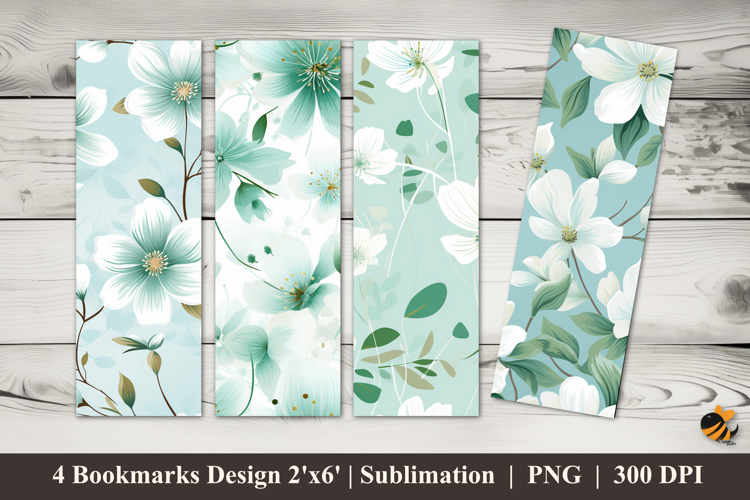 White Calm Flowers Bookmarks Sublimation Design