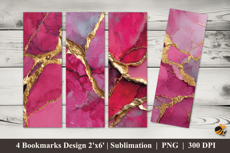 Pink Marble Bookmarks Sublimation Design