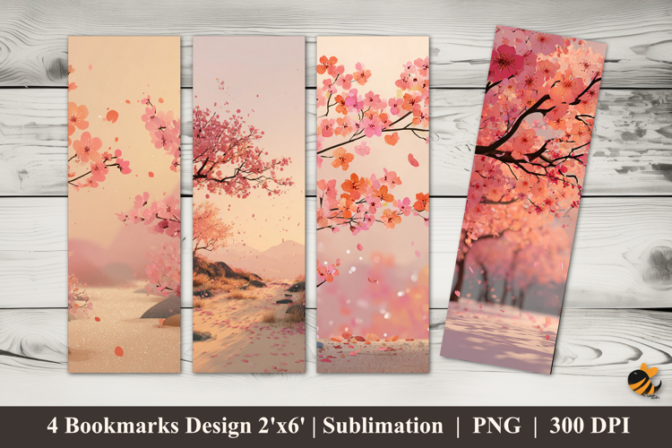 Spring Garden Scene Bookmarks Sublimation Design