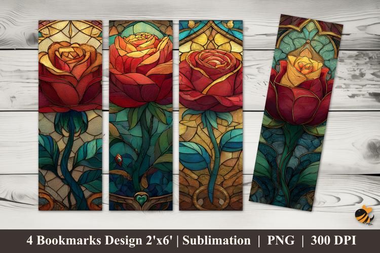 Glass Rose Bookmarks Sublimation Design
