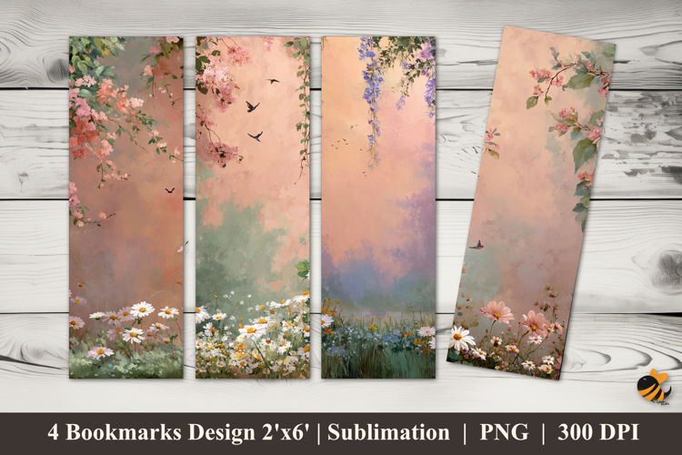 Floral Background Bookmarks Sublimation Design