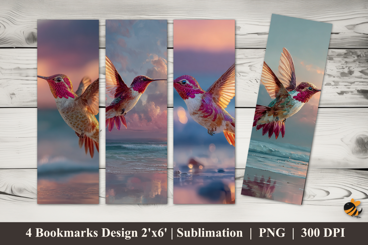Coastal Hummingbird Bookmarks Sublimation Design