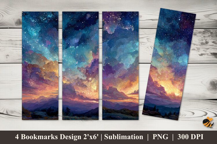 Full of Stars Bookmarks Sublimation Design example image 1