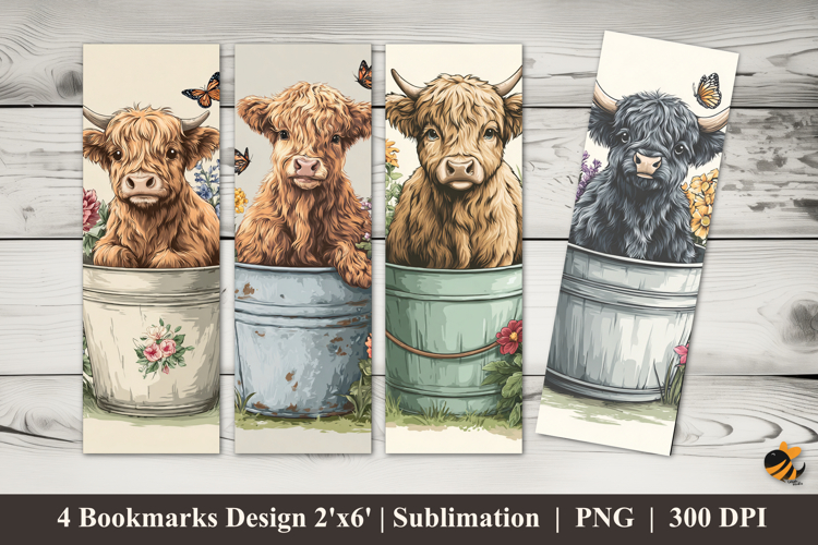 Cow In Bucket Bookmarks Sublimation Design