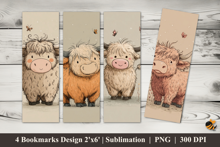 Pastel Moo Bookmarks Sublimation Design
