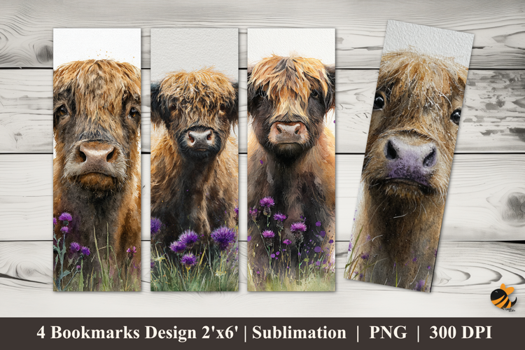 Long Haired Old Cow Bookmarks Sublimation Design