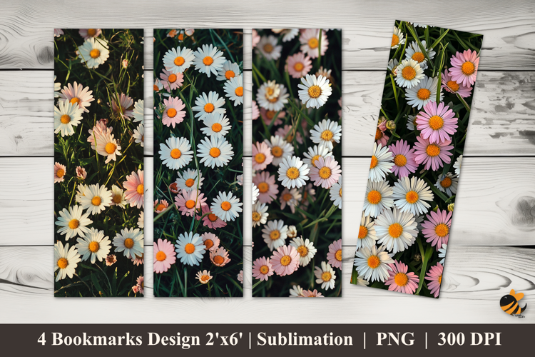 Pink Daises Bookmarks Sublimation Design