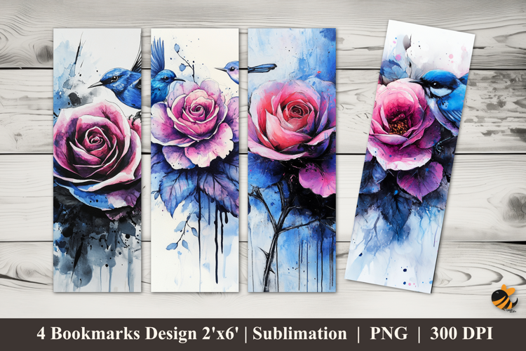 Bird's Nest Rose Bookmarks Sublimation Design