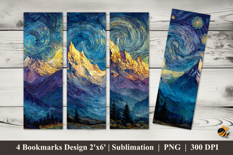 Ethereal Everest Sky Bookmarks Sublimation Design