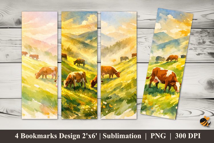 Green Valley Cattle Bookmarks Sublimation Design