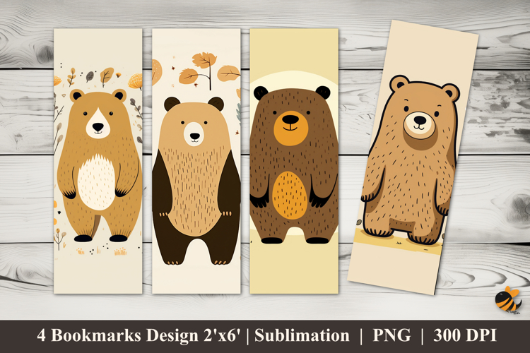 Brown Bear Bookmarks Sublimation Design