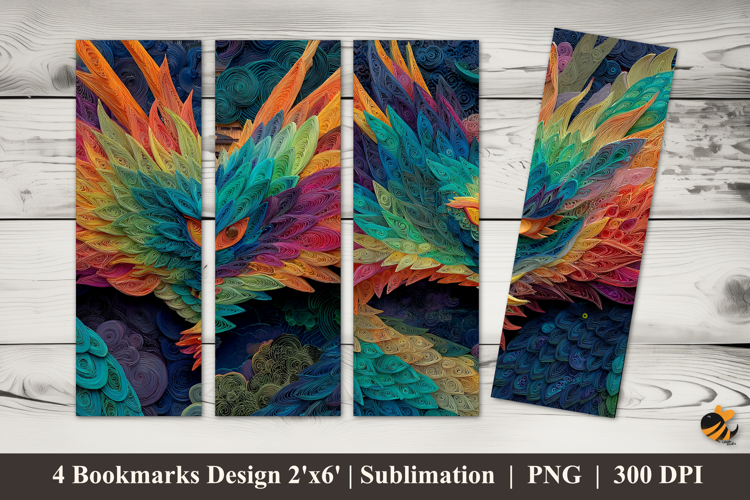 Colorful Dragon Scales Bookmarks Sublimation Design