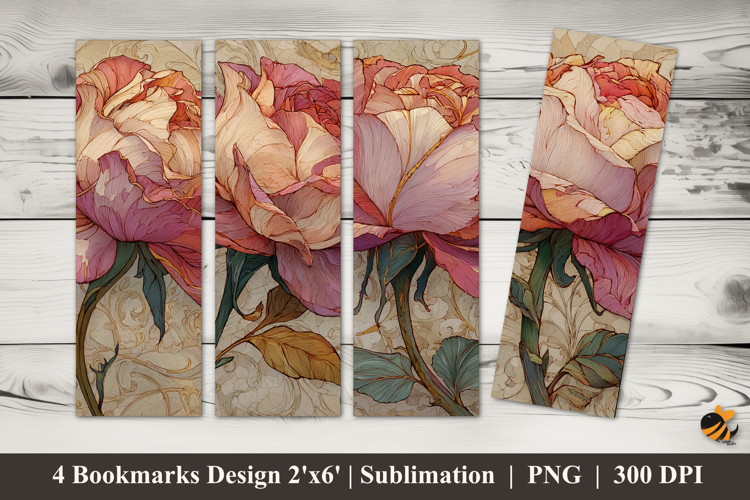 Elegant Rose Bloom Bookmarks Sublimation Design