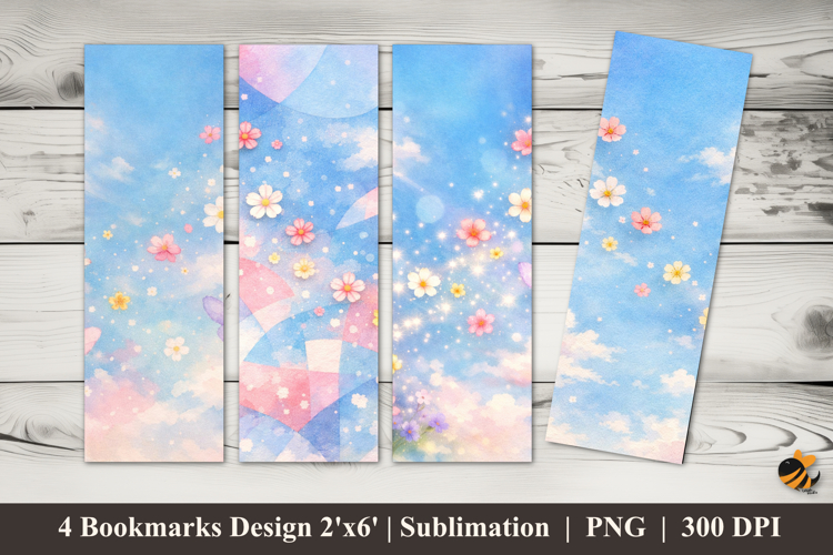 Spring Flowers Dance Bookmarks Sublimation Design