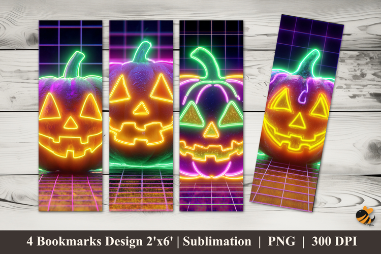 Flaming Pumpkin Bookmarks Sublimation Design