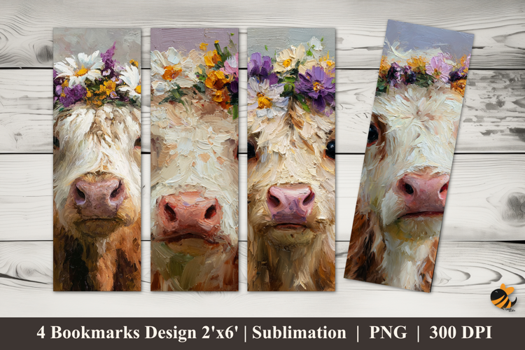 Watercolor Cow Bookmarks Sublimation Design
