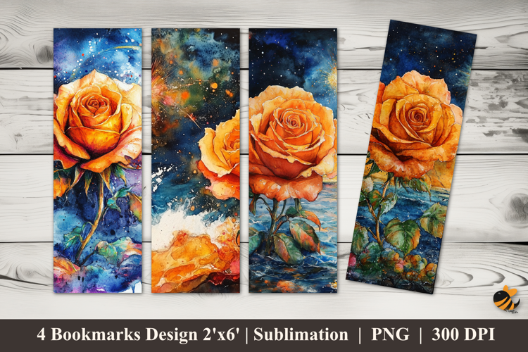 Orange Rose Bookmarks Sublimation Design