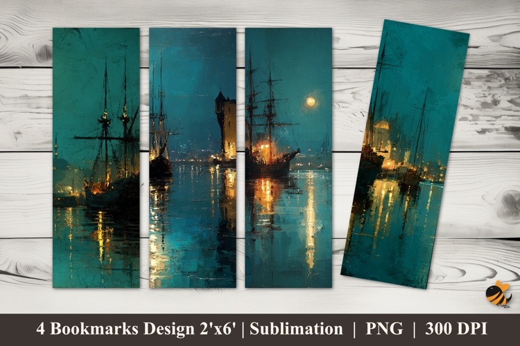 Night Harbor Bookmarks Sublimation Design
