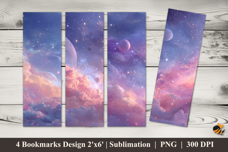 Pink Purple Sky Bookmarks Sublimation Design