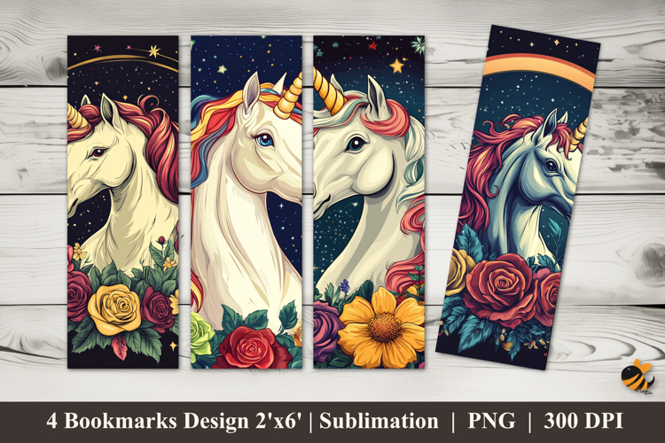 Rose Unicorn Bookmarks Sublimation Design