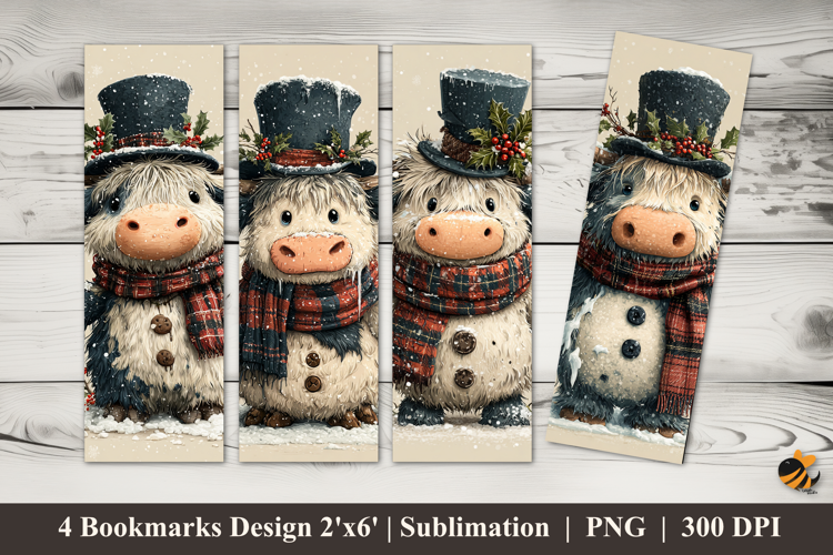 Little Cow Winter Bookmarks Sublimation Design