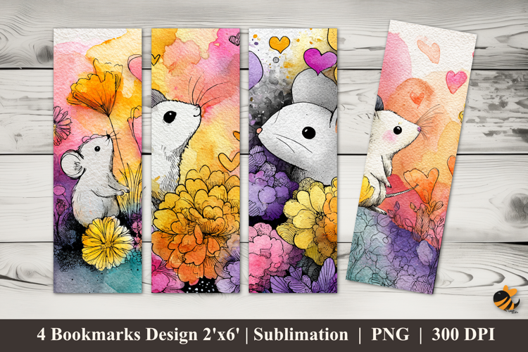 Mouse Hiding Bookmarks Sublimation Design