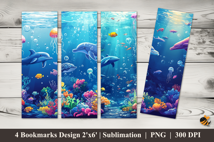Cheerful Undersea Bookmarks Sublimation Design