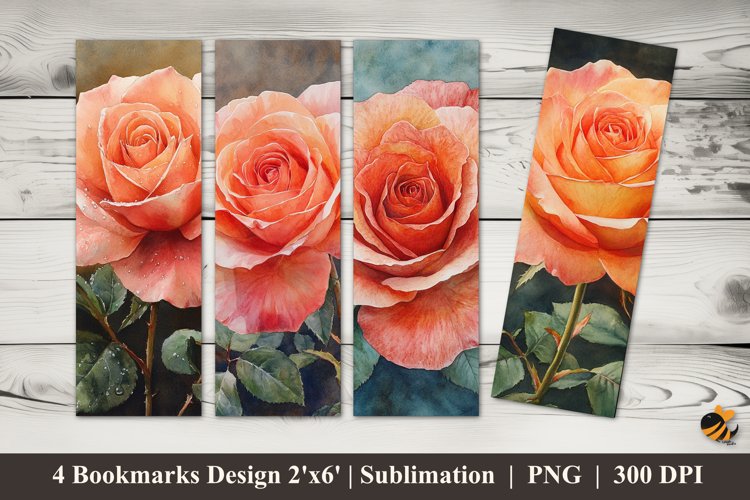 Orange Rose Bookmarks Sublimation Design