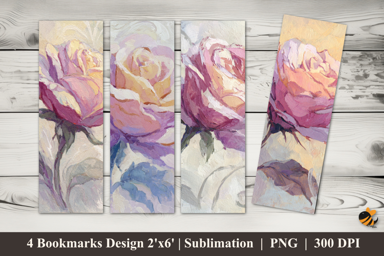 Rose Flourishes Bookmarks Sublimation Design