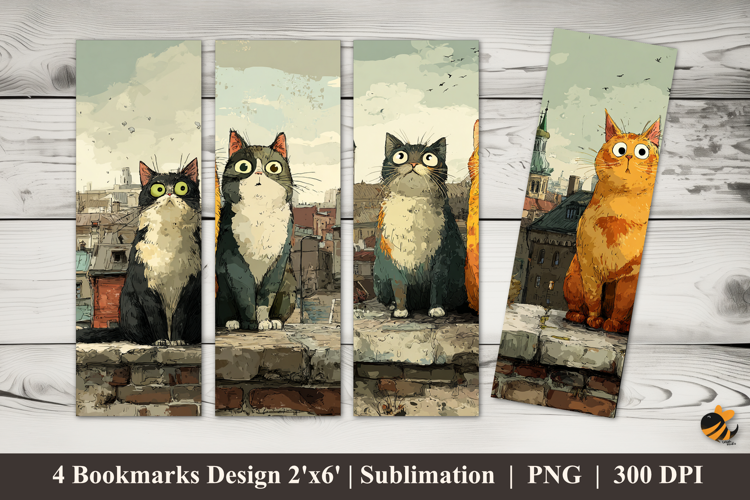 Funny Cats Bookmarks Sublimation Design