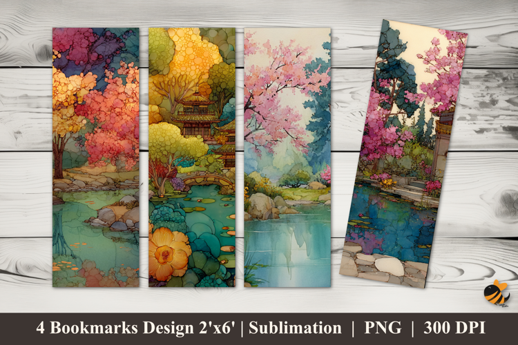 Romantic Garden Bookmarks Sublimation Design
