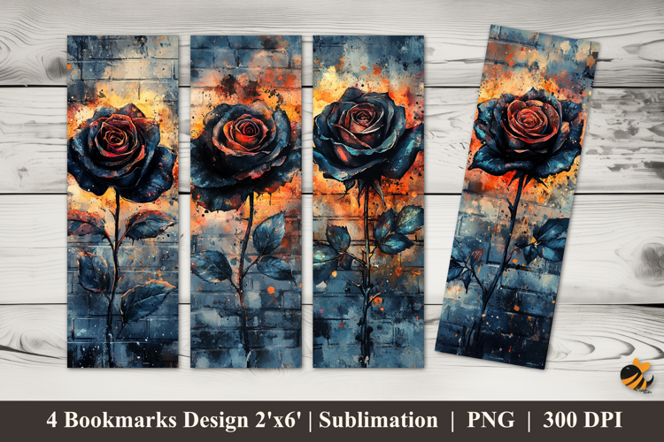 Black Rose Bookmarks Sublimation Design